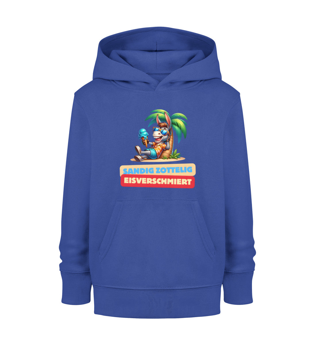 Sandig Zottelig Eisverschmiert Kinder Organic Hoodie in Royal Blue