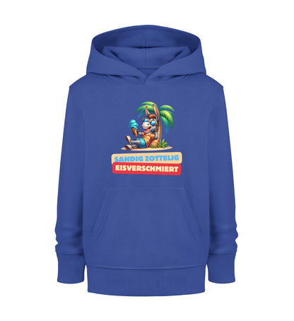 Sandig Zottelig Eisverschmiert Kinder Organic Hoodie in Royal Blue