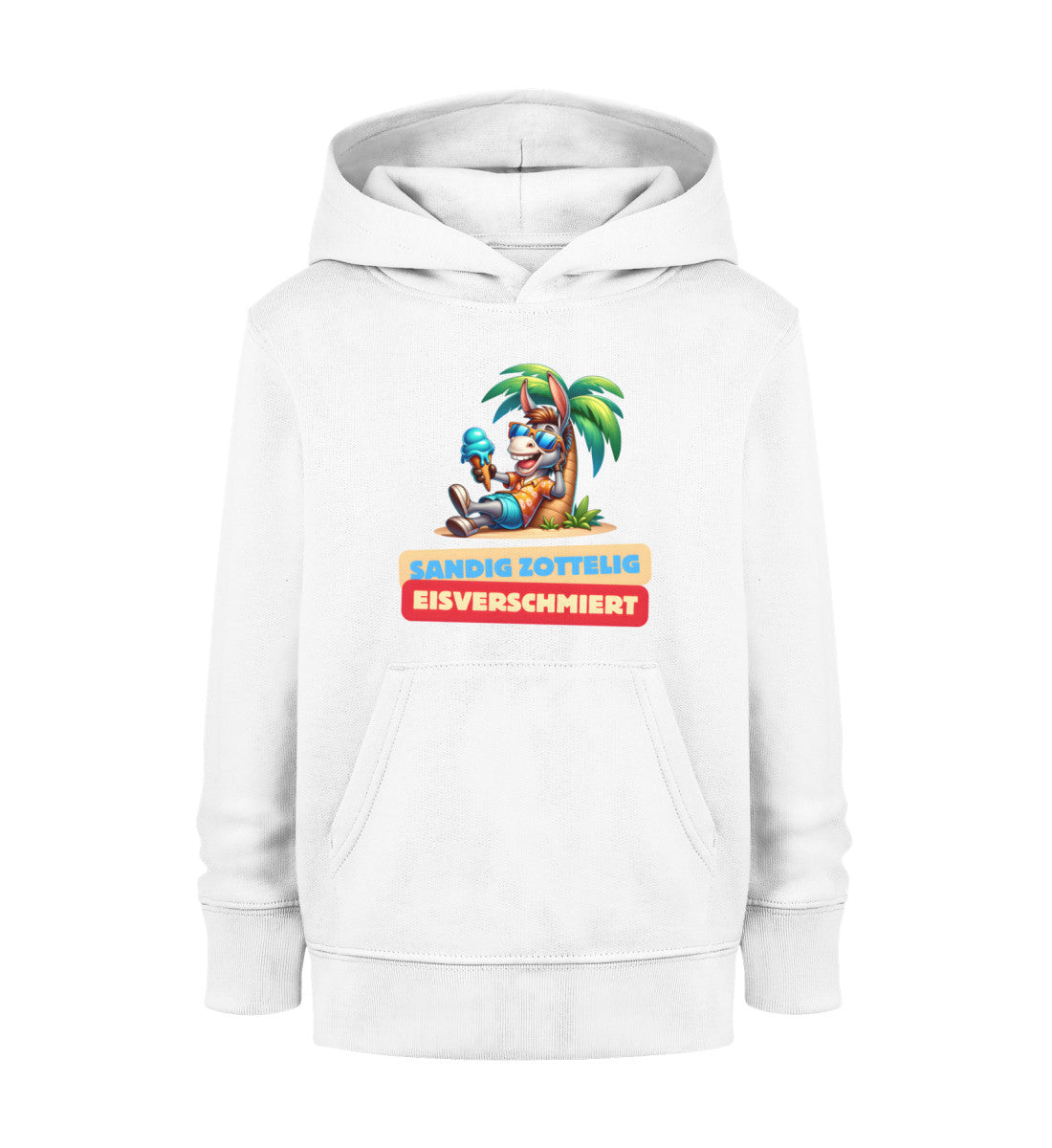 Sandig Zottelig Eisverschmiert Kinder Organic Hoodie in Weiss