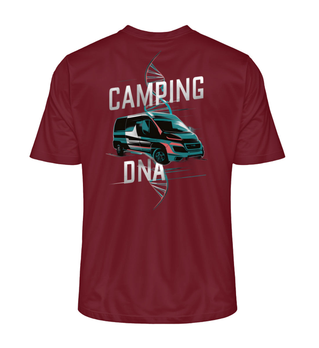 Vanlife Camping DNA T-Shirt für Herren in Burgundy