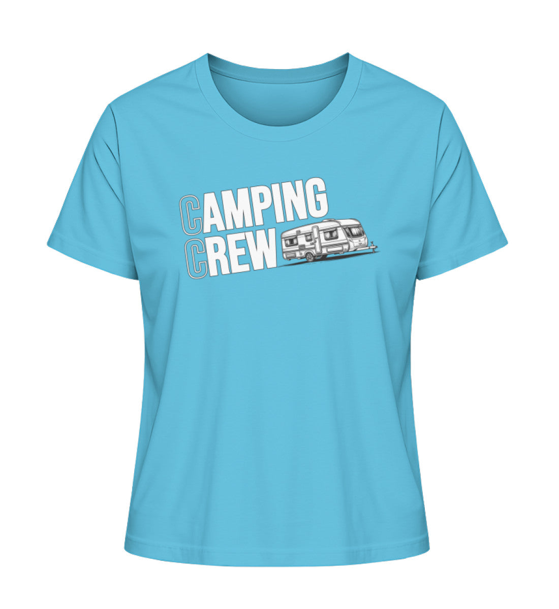 Wohnwagen Camping Crew Damen T-Shirt in Aqua Blue