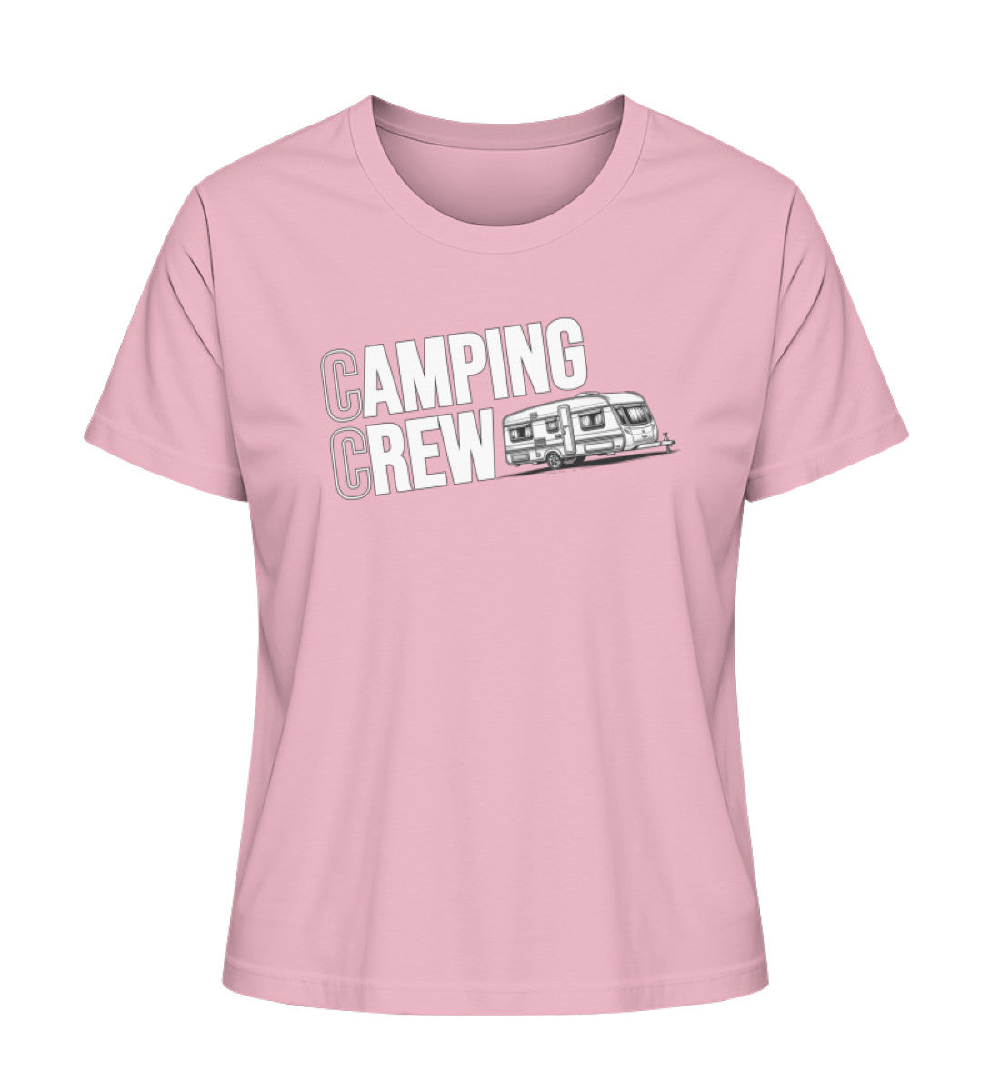 Wohnwagen Camping Crew Damen T-Shirt in Cotton Pink