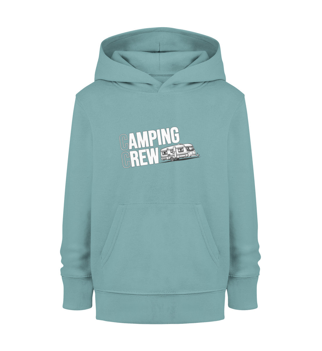 Wohnwagen Camping Crew Kinder Hoodie in Teal Monstera