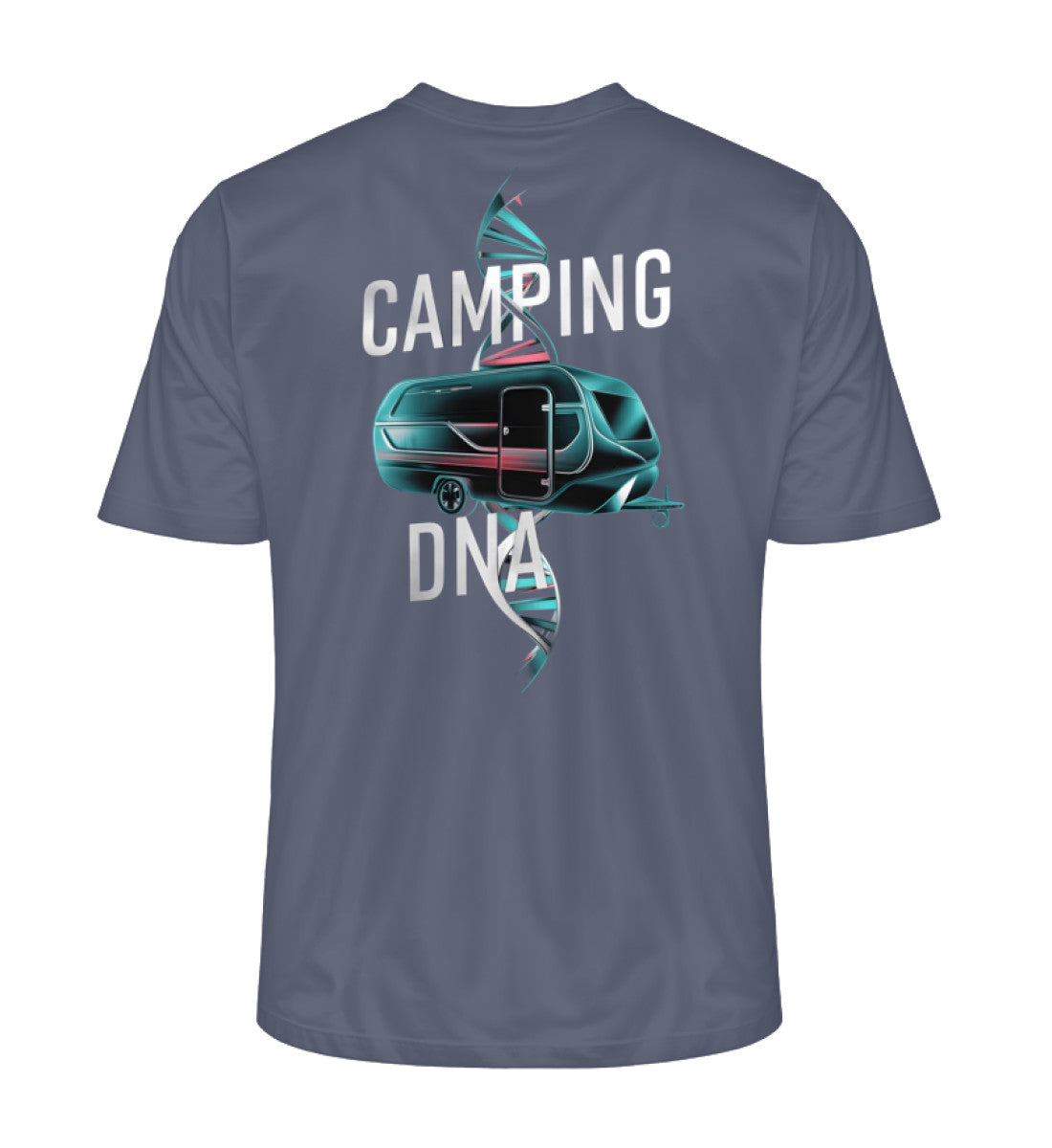 Wohnwagen Camping DNA T-Shirt für Herren in Dark Heather Blue