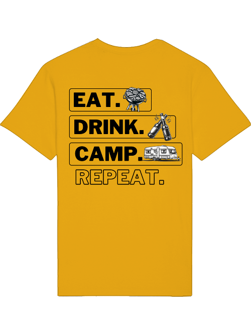 Wohnwagen Eat Drink Camp Repeat - Herren Organic Premium T-Shirt - Hell