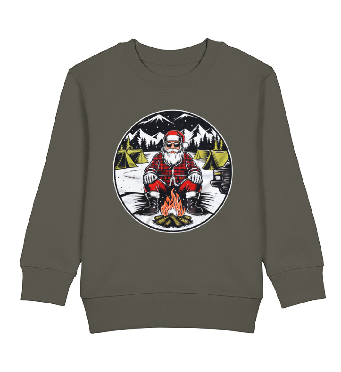 Camping Santa - Kinder Organic Sweatshirt | LazyDonkeyDesign